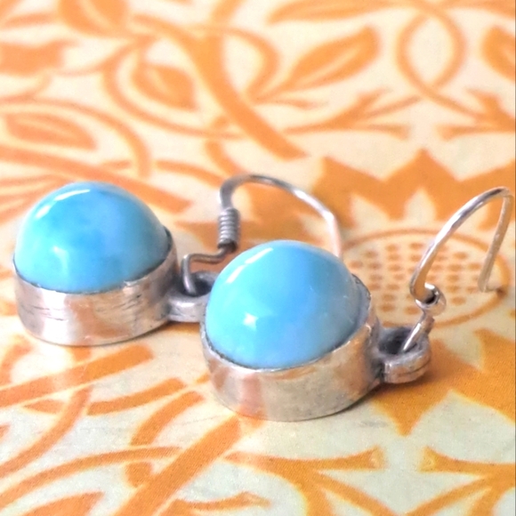 925 sterling silver and larimar earrings - Picture 1 of 4